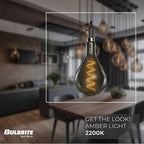 Bulbrite 810165  4w Led Pear Shaped Grand 2200k Filament W/ Gunmetal Black Pendant With Silver String Image 2