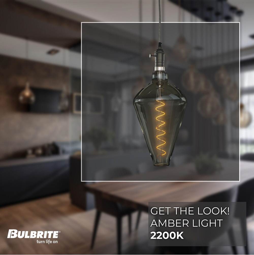 Bulbrite 810166  4w Led Diamond Shaped Grand 2200k Filament W/ Gunmetal Black Pendant With Silver String Image 2