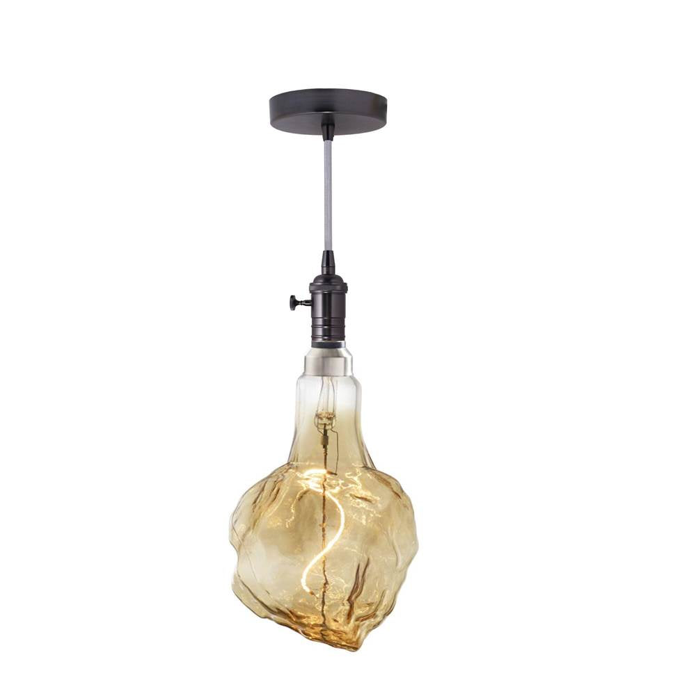 Bulbrite 810168  4w Led Glacier Natural Shaped Grand 2200k Filament W/ Gunmetal Black Pendant With Silver String Image 1