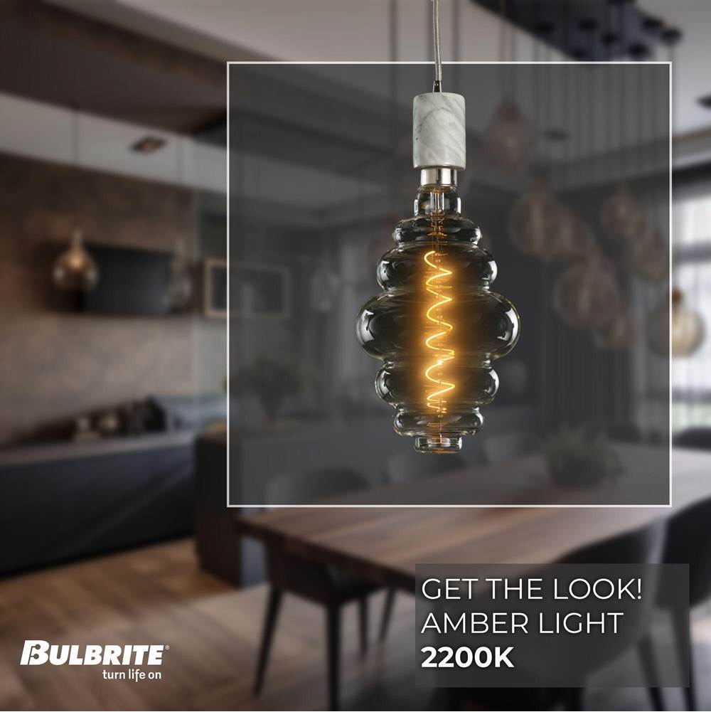 Bulbrite 810176  4w Led Beehive Shaped Grand 2200k Filament W/ White Marble Pendant With White String Image 2