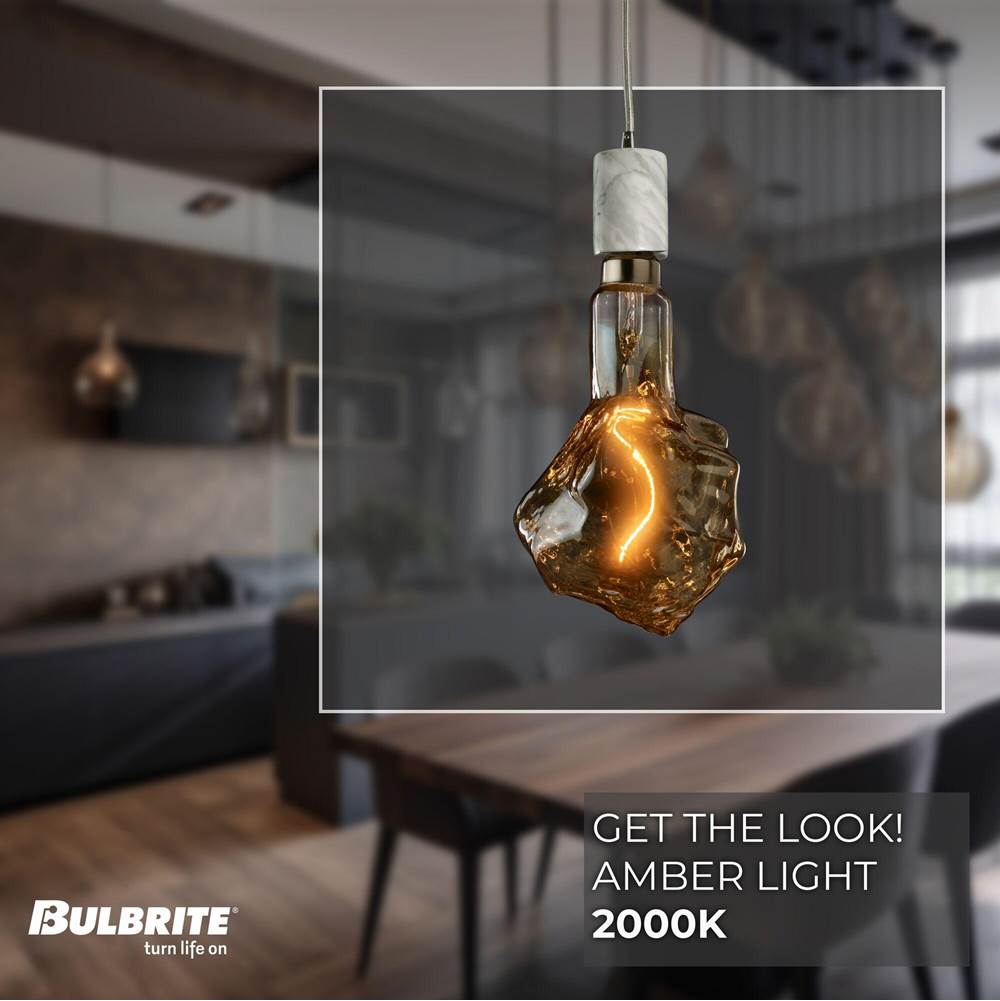 Bulbrite 810178  4w Led Glacier Natural Grand 2200k Filament W/ White Marble Pendant With White String Image 2