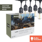 Bulbrite  30' String Light 12 Sockets 30'' Spacing E26 Black Kit - W/1w Plastic Led S14 Clear Lamps