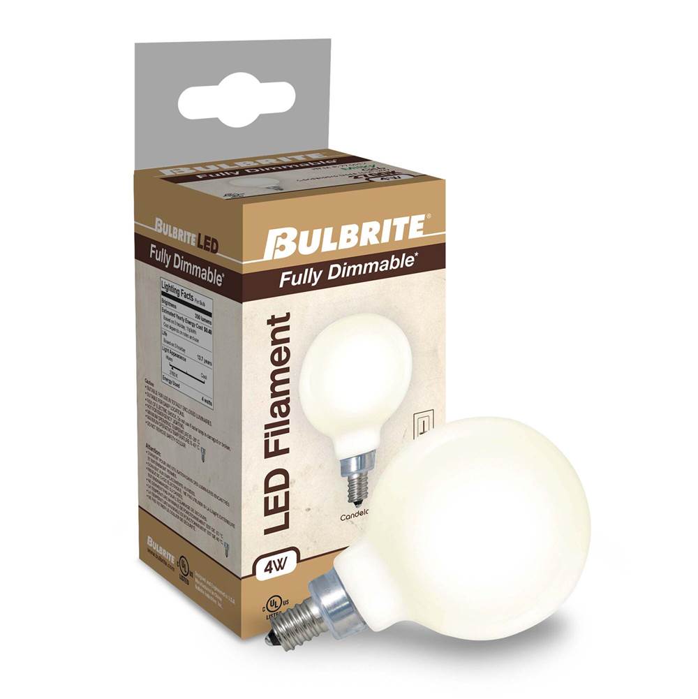 Bulbrite  4w Led G16 2700k Filament E12 Milky Fully Compatible Dimming