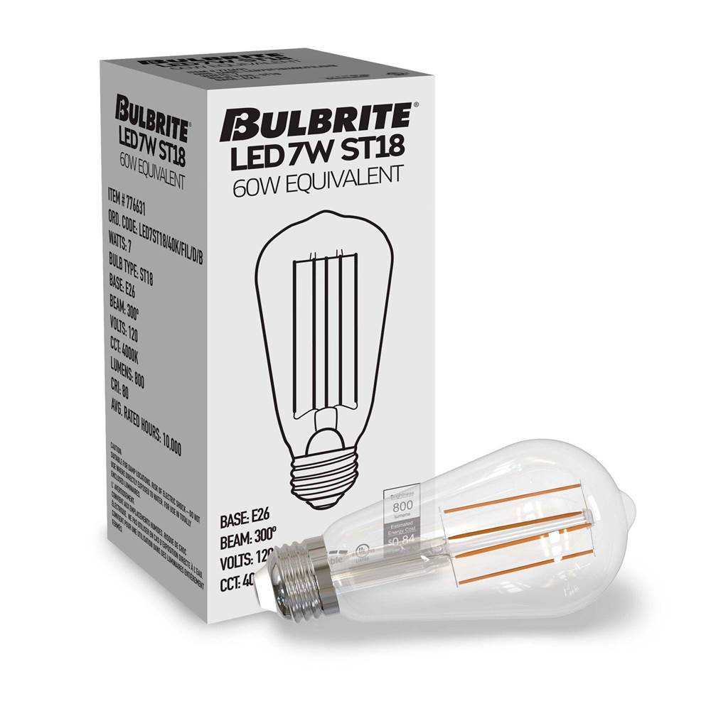 Bulbrite  7w Led St18 4000k Filament E26 Dim