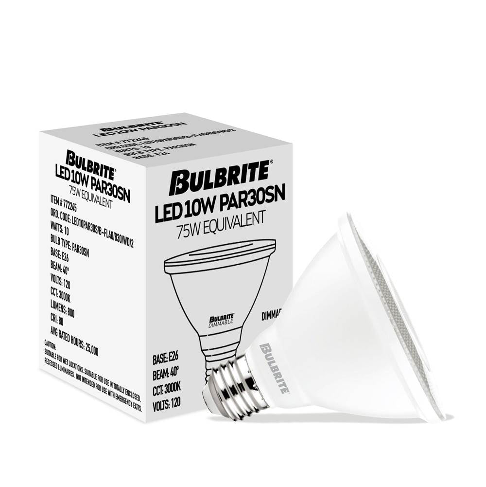 Bulbrite  10w Led Par30 Short Neck 3000k 80cri Basics Flood Wet Dimmable
