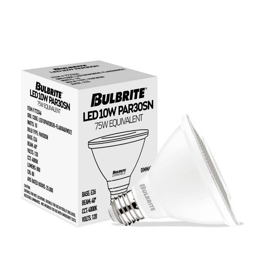 Bulbrite  10w Led Par30 Short Neck 4000k 80cri Basics Flood Wet Dimmable