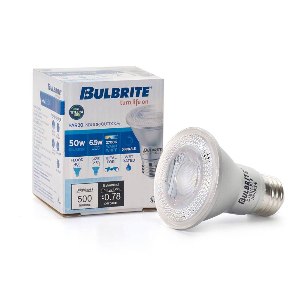 Bulbrite  6.5w Led Par20 2700k 90cri Flood Wet Dimmable