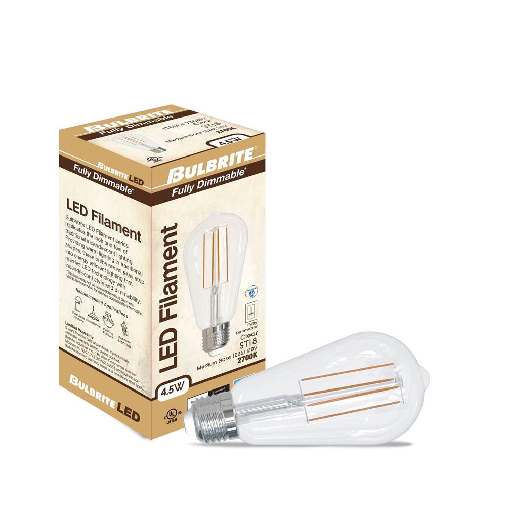 Bulbrite  4.5w Led St18 2700k Filament Fully Compatible Dimming