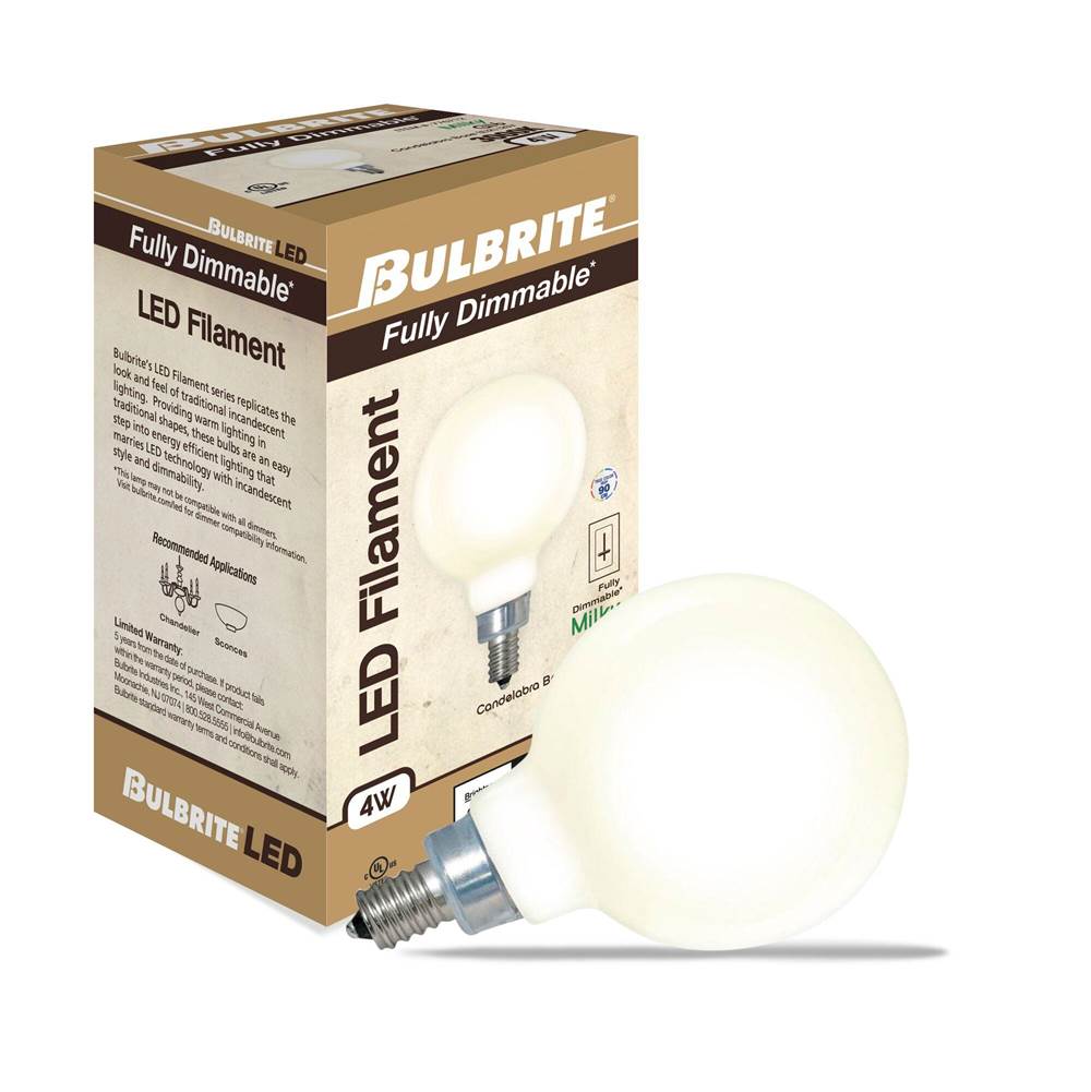 Bulbrite  4w Led G16 3000k Filament E12 Milky