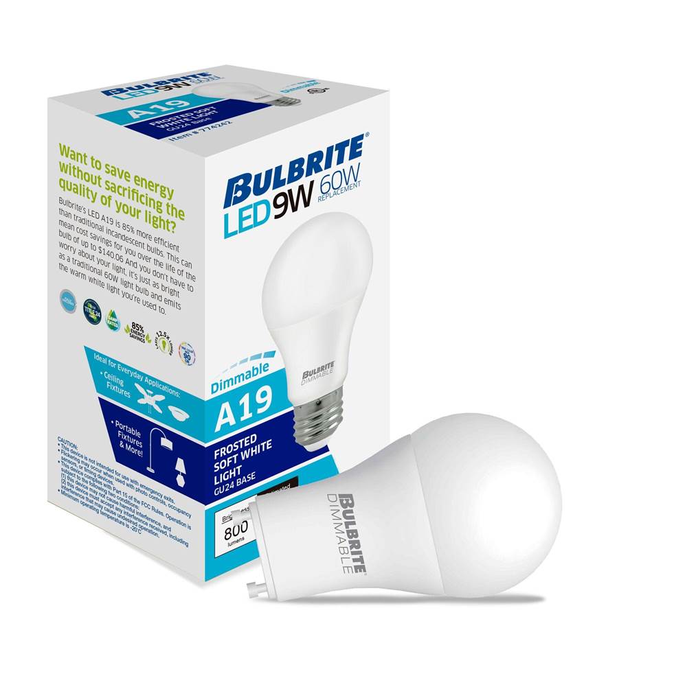 Bulbrite  9w Led A19 60w Equiv Premium Dimmable 3000k Gu24 120v