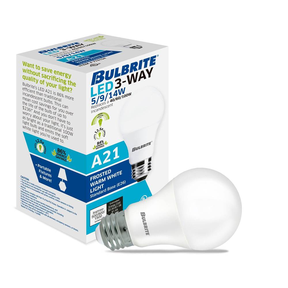 Bulbrite  5/9/14w Led A19 100w Equiv Preferred 3-way 2700k E26 120v