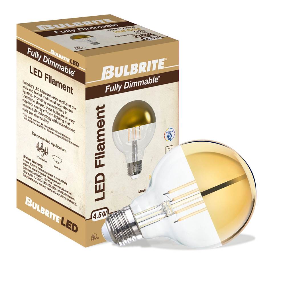 Bulbrite  4.5w Led G25 2700k Filament Half Gold E26 Fully Compatible Dimming