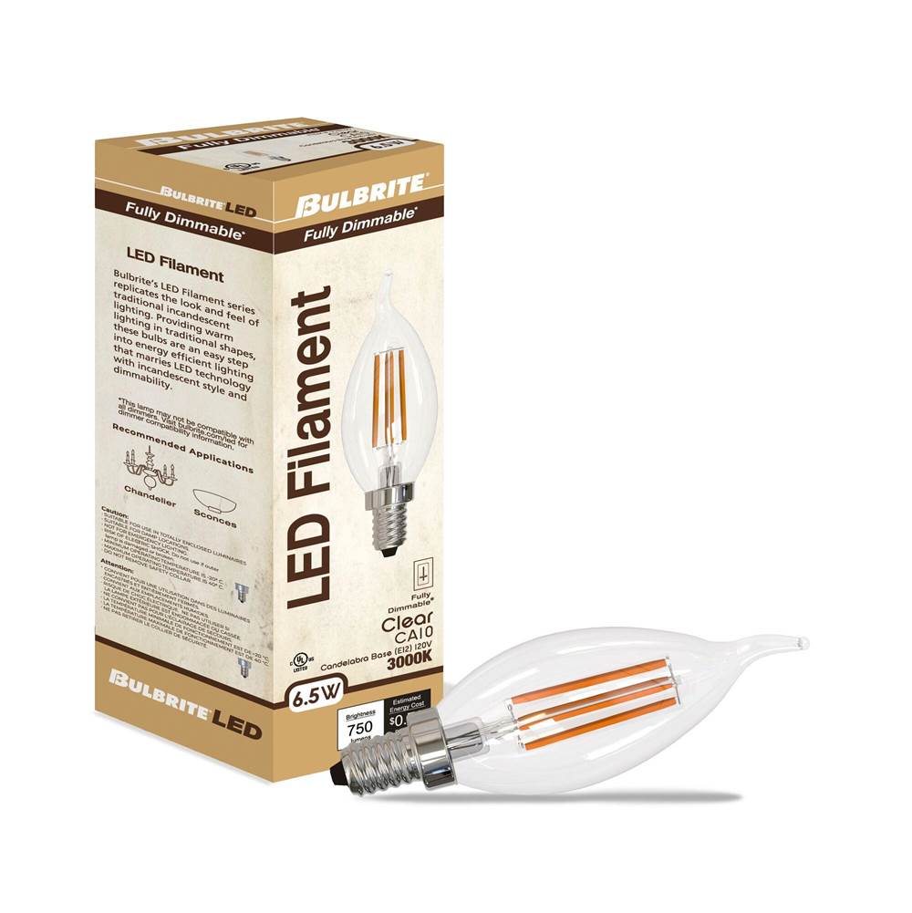 Bulbrite  6.5w Led Ca10 3000k Filament E12 Clear