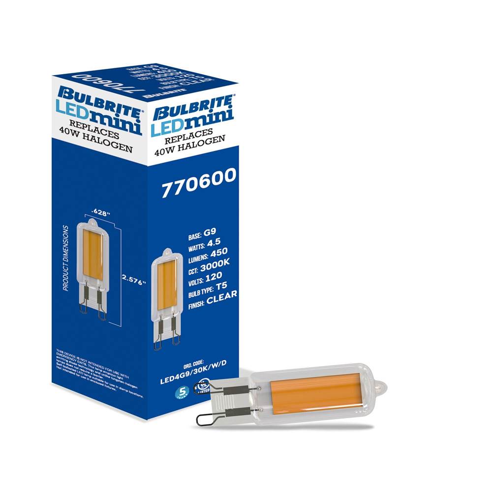 Bulbrite  4.5w Led G9 Wafer Clear Glass 3000k 120v