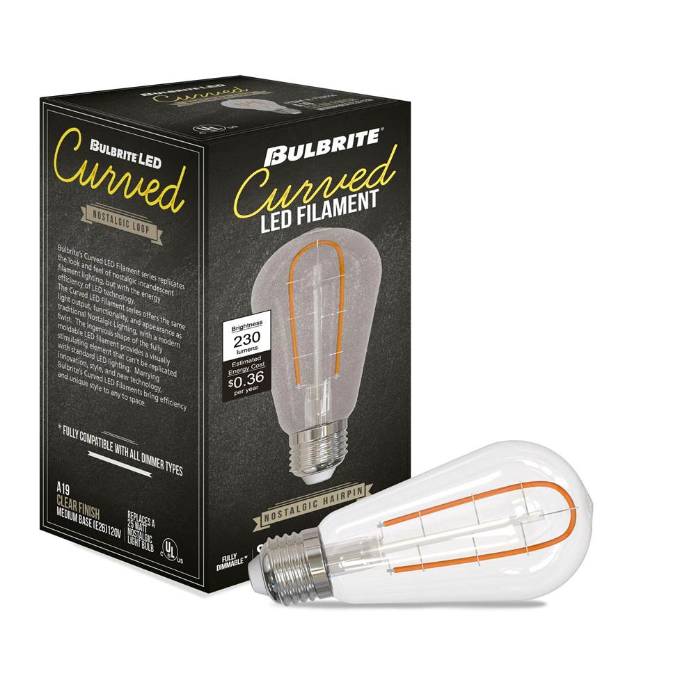 Bulbrite  3w Led St18 2100k Curved Filament Hairpin