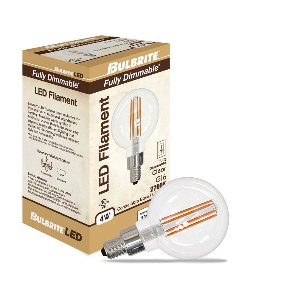 Bulbrite  4w Led G16 2700k Filament E12 Fully Compatible Dimming Ja8