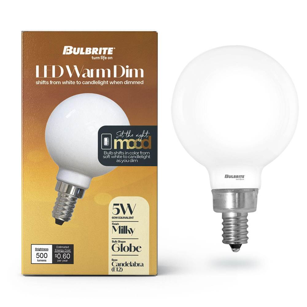 Bulbrite  5w Led G16 3000k - 1800k Filament Milky Warm Dim E12
