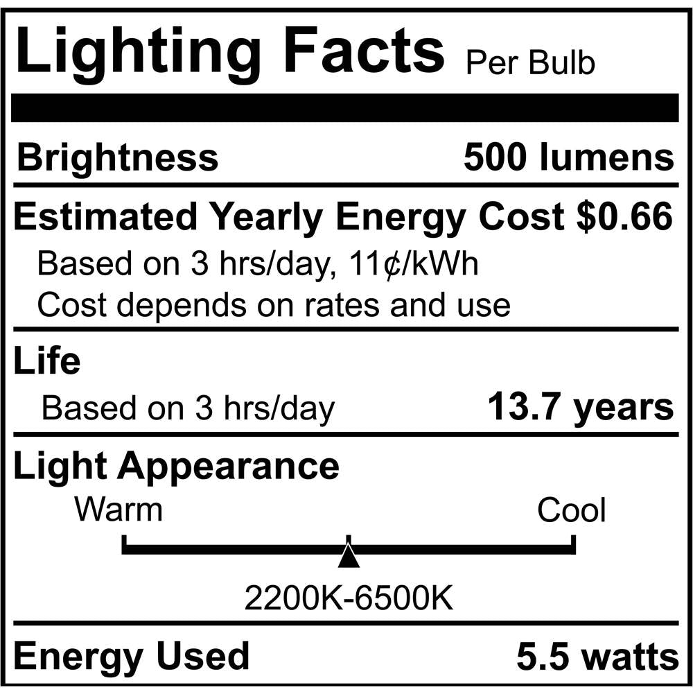 Bulbrite  Smart Led Wifi Bulb 5.5w A19 90cri White Light Milky 40w Equivalent 1pk
