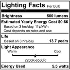 Bulbrite  Smart Led Wifi Bulb 5.5w A19 90cri White Light Milky 40w Equivalent 1pk