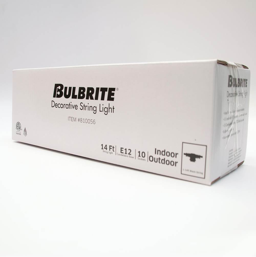 Bulbrite  14' String Light 10 Sockets Kit Black W/15w Fiesta Amber E12 Lamps