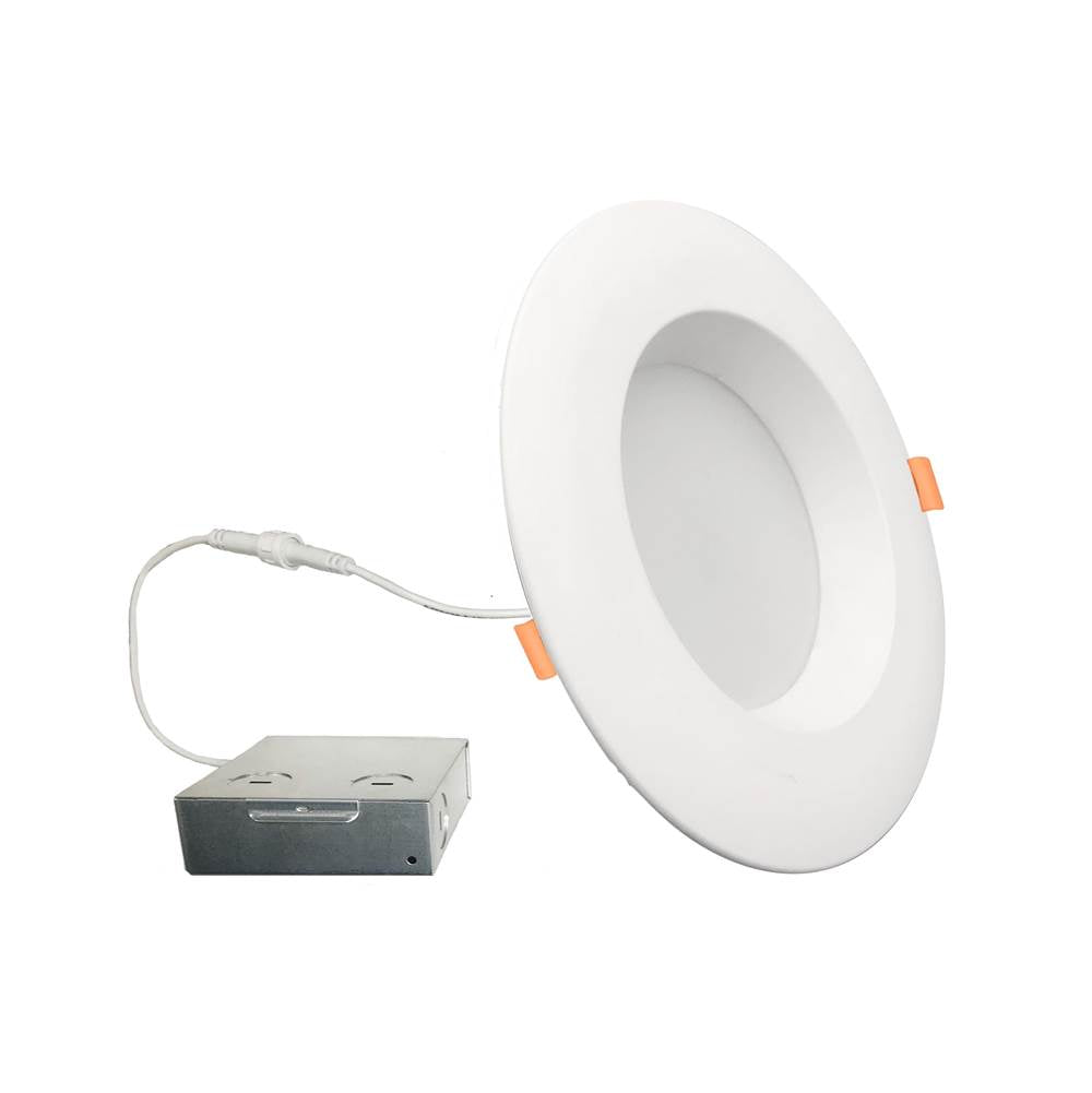Bulbrite 773302  14w Led 6'' High Lumen Recessed 5cct Downlight W/ Metal Jbox Smooth White Round Dimmable 80cri 120v Image 1