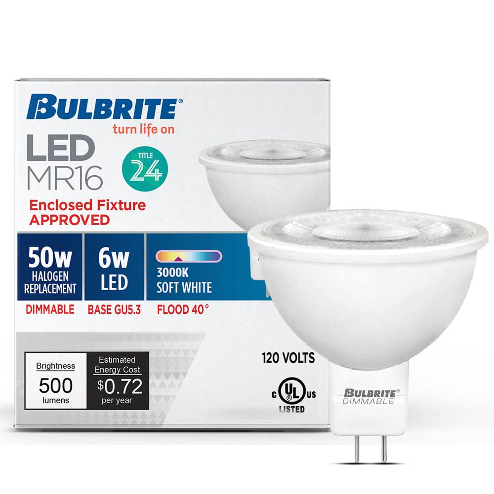 Bulbrite 771086  6w Led Mr16 3000k Flood Dimmable 90cri 12v Image 1