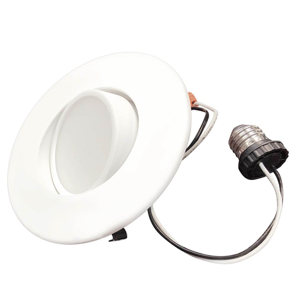 Bulbrite 773171 White 9w Led 4'' Downlight Adjustable Retrofit W/gimbal 3000k White Round Dimmable Ja8 120v Image 1