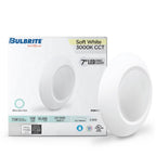 Bulbrite  14w Led 7'' Round Disc Light 3000k White Aluminum With Pigtail