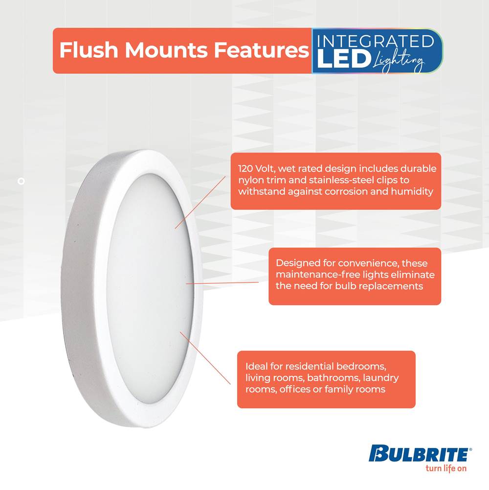 Bulbrite 773600  10.3w Led 5in Flush Mount 3000k White Dimmable Ja8 Image 2