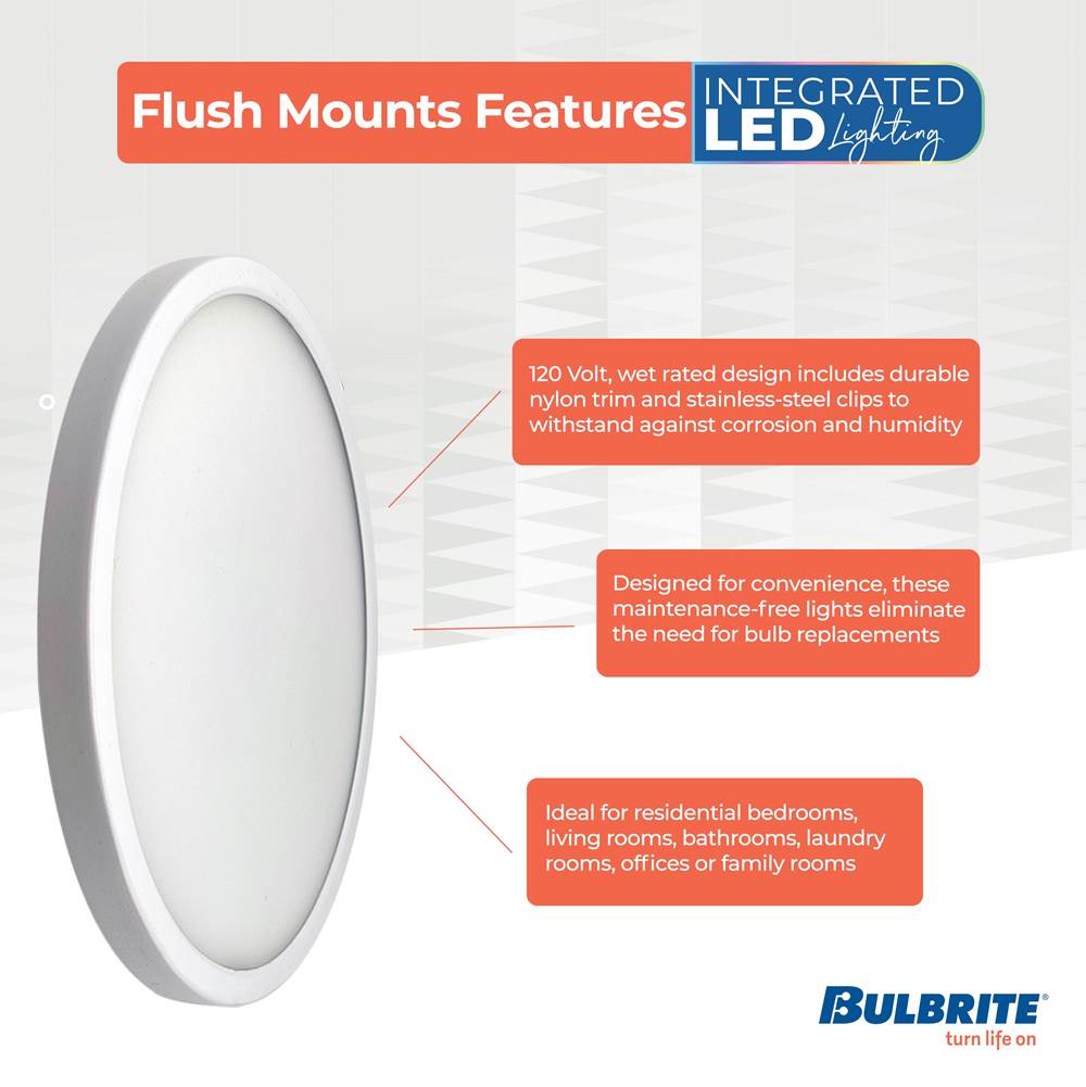 Bulbrite 773604  14w Led 7in Flush Mount 3000k White Dimmable Ja8 Image 2