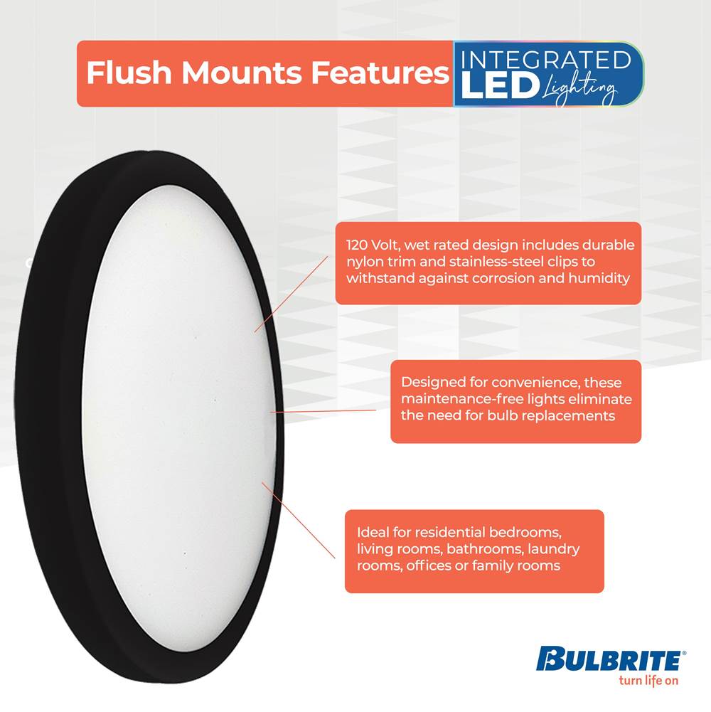 Bulbrite 773605  14w Led 7in Flush Mount 3000k Black Dimmable Ja8 Image 2