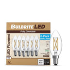 Bulbrite  4w Led B11 3000k Filament E12 Dim - 6pk