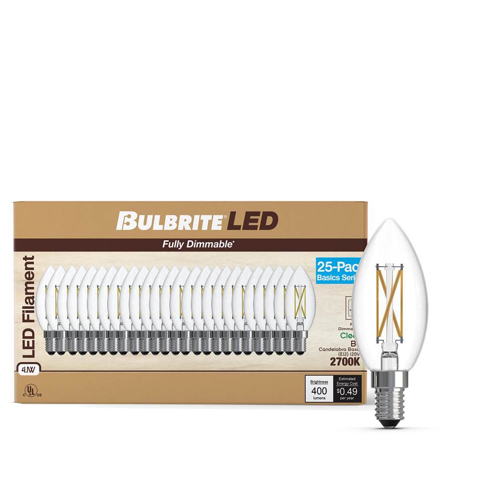 Bulbrite  4w Led B11 2700k Filament E12 Dim - 25pk
