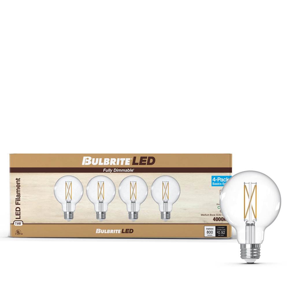 Bulbrite  7w Led G25 4000k Filament E26 Dim - 4pk