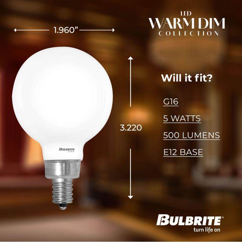 Bulbrite 776403  5w Led G16 3000k - 1800k Filament Milky Warm Dim E12 Image 5