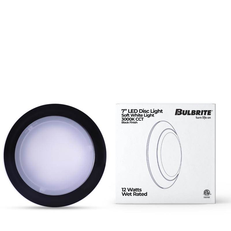 Bulbrite  12w Led 7'' Round Disc Light 3000k Black