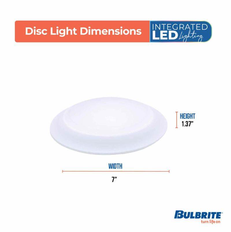 Bulbrite 773285 White 12w Led 7'' Round Disc Light 5cct White Image 4