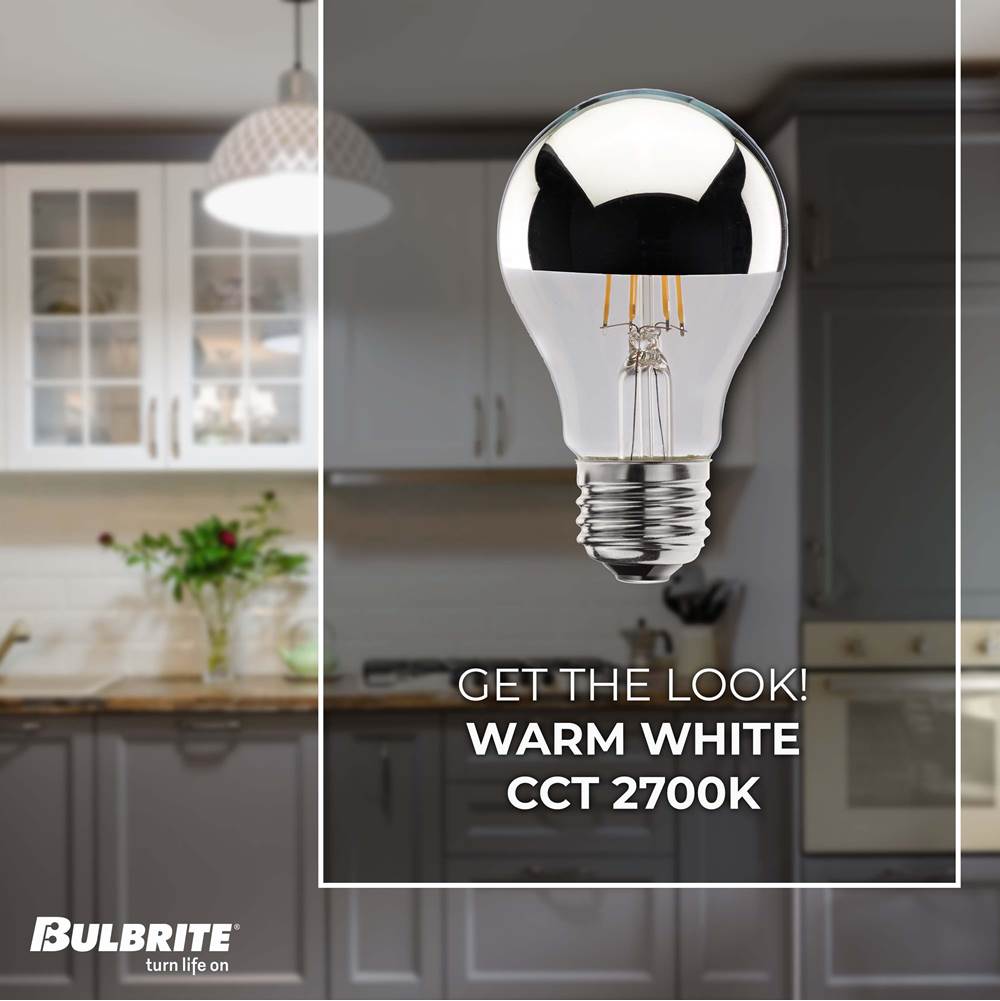 Bulbrite 776671 Half Chrome 4.5w Led A19 2700k Filament Half Mirror E26 120v Fully Compatible Dimming Image 2