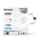 Bulbrite  14w Led 5/6'' Downlight Adjustable Retrofit W/gimbal 3000k White Round Dimmable Ja8 120v