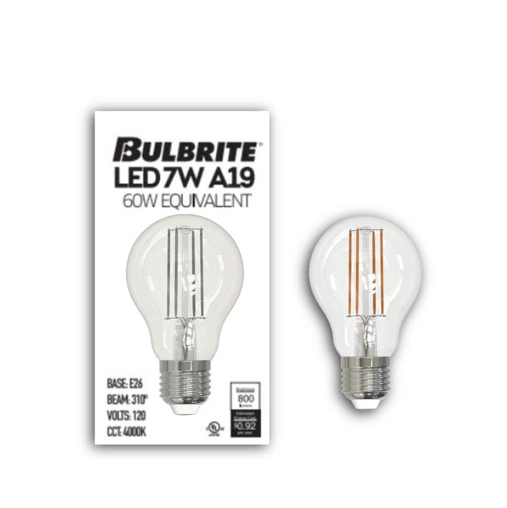 Bulbrite  7w Led A19 4000k Filament E26 Dim