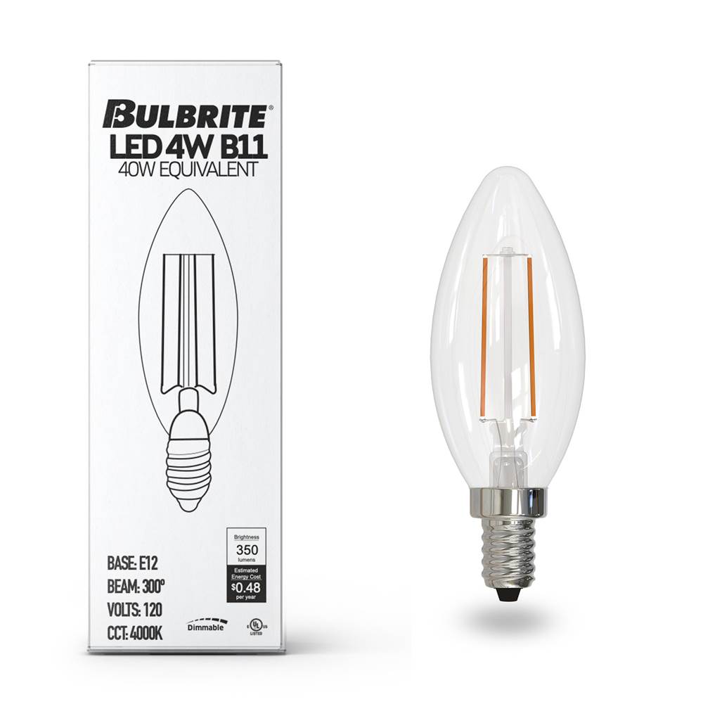 Bulbrite  4w Led B11 4000k Filament E12 Dim