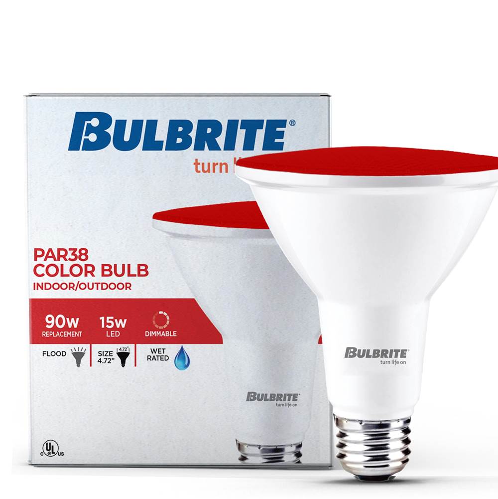 Bulbrite  15w Led Par38 Red Flood Wet Dimmable