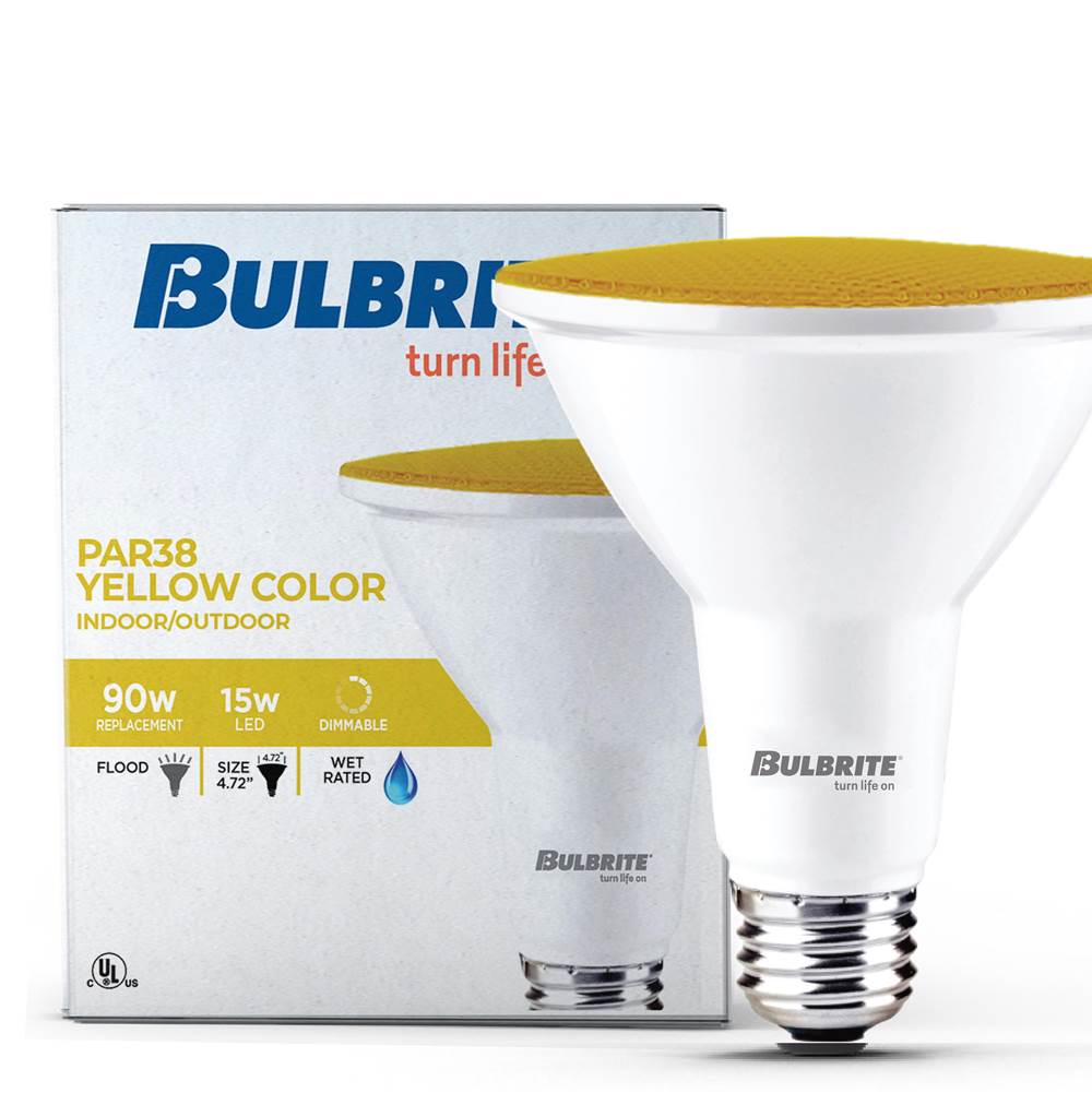 Bulbrite  15w Led Par38 Yellow Flood Wet Dimmable