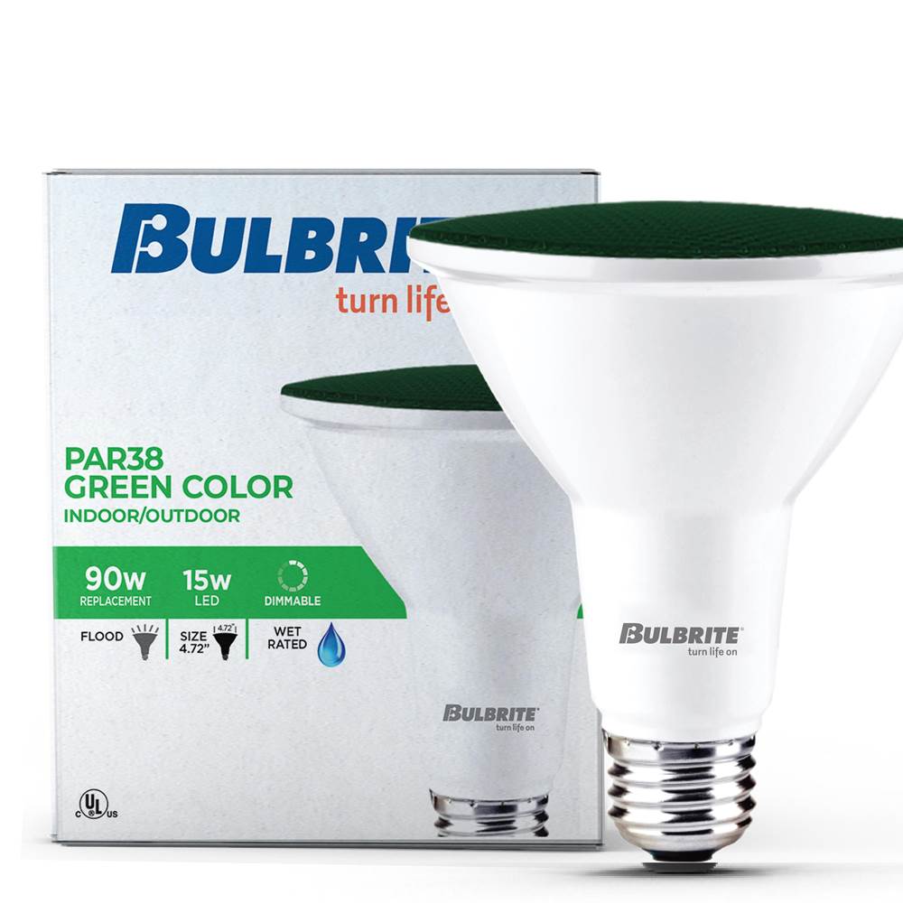 Bulbrite  15w Led Par38 Green Flood Wet Dimmable