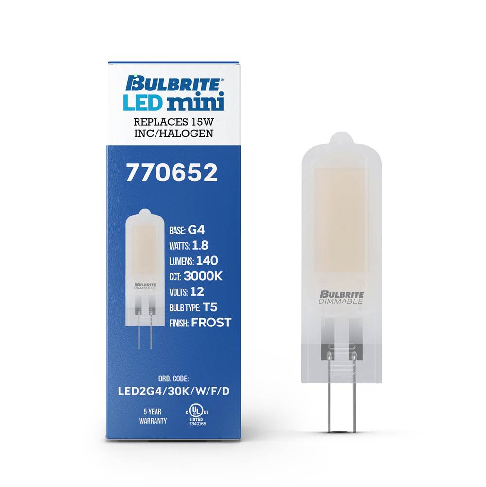 Bulbrite  1.8w Led G4 Wafer Frost Glass 3000k 12v