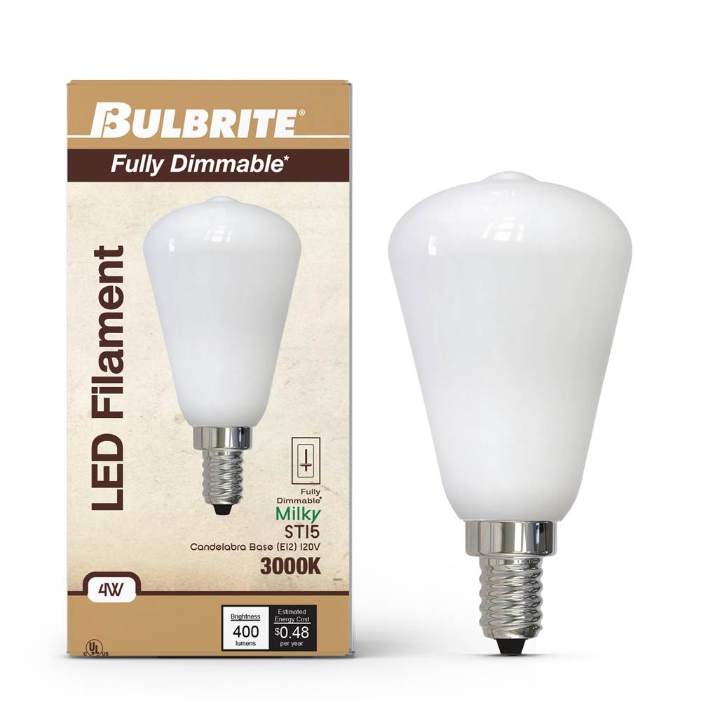 Bulbrite  4w Led St15 3000k Filament Milky Fully Compatible Dimming