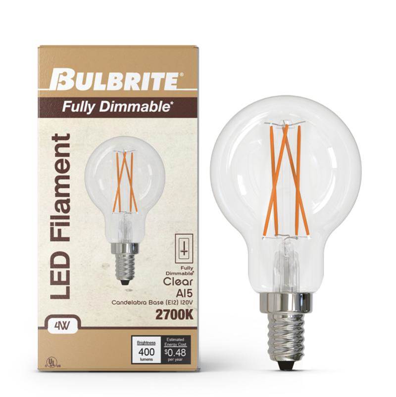 Bulbrite  4w Led A15 3000k Filament E12 Fully Compatible Dimming