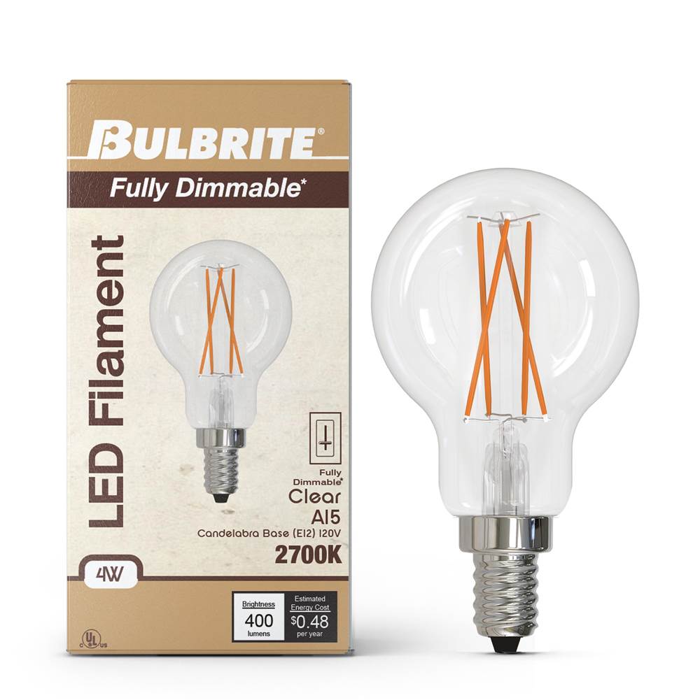 Bulbrite  4w Led A15 2700k Filament E12 Fully Compatible Dimming