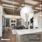 Bulbrite 776838  2.5w Led G16 2700k Filament Half White E12 Fully Compatible Dimming Image 9