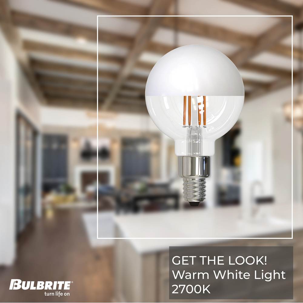 Bulbrite 776838  2.5w Led G16 2700k Filament Half White E12 Fully Compatible Dimming Image 9